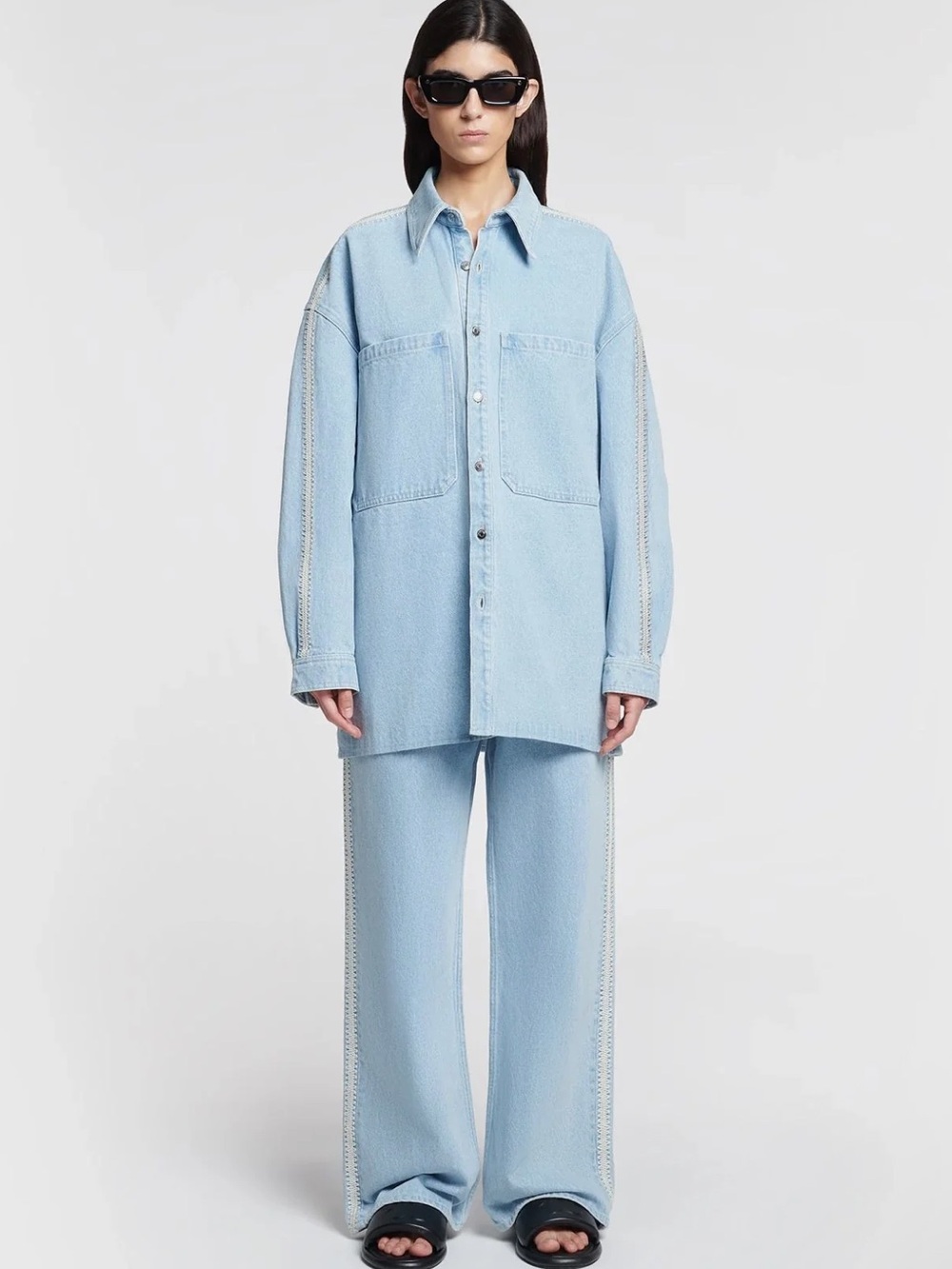 NANUSHKA Gorgeous Oversized Embroidered Denim Shirt Jacket Sz M NWT $598!!